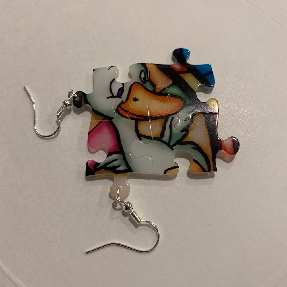 Handmade puzzle earrings - Picture 4 of 10